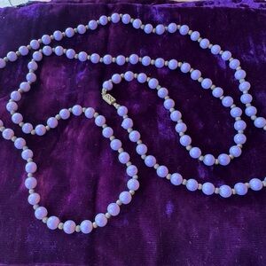 Elegant Purple Flapper Style Beaded Necklace 52” length